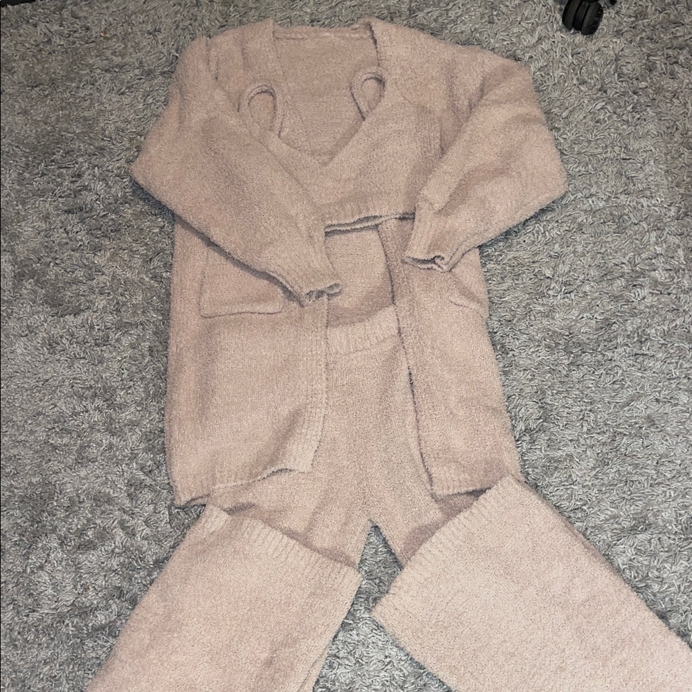 SHEIN Textured Knit Set in Taupe